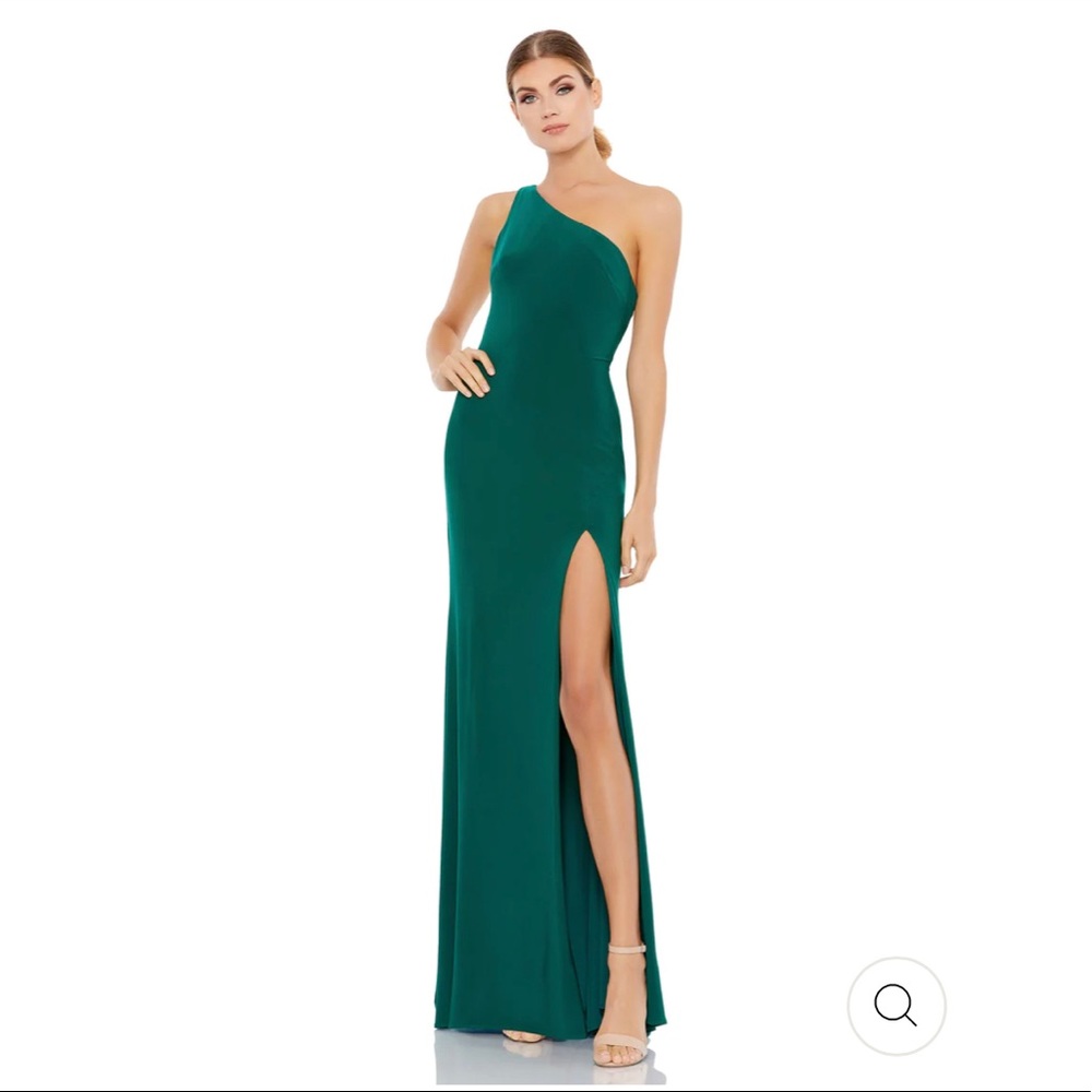 MAC DUGGAL- DRAPED BACK STRETCH JERSEY GOWN-Emerald Green -Size 0